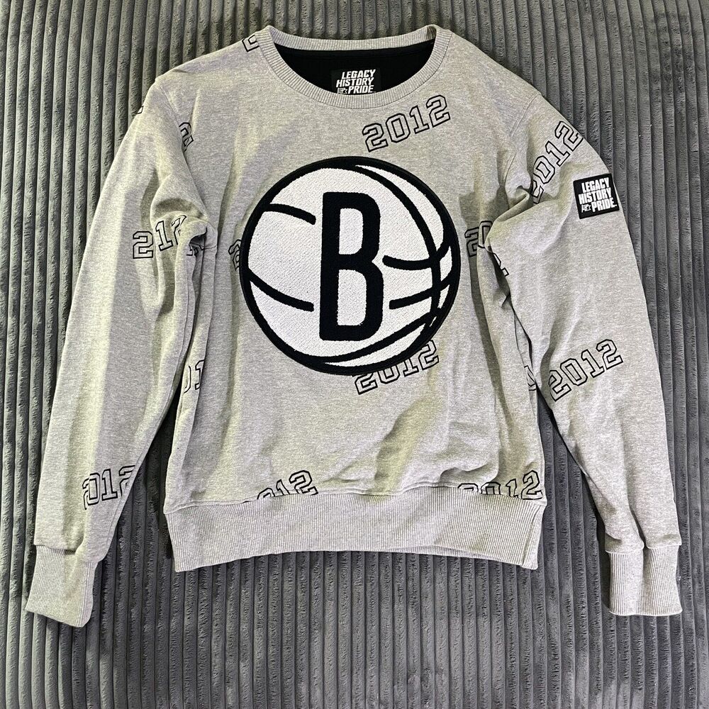 Legacy History Pride Brooklyn Nets Sweatshirt Men's Medium Gray NBA Basketball